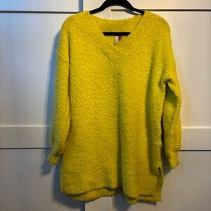 Pilcro by Anthropologie Yellow Textured Sweater, loose , v neck , XS
